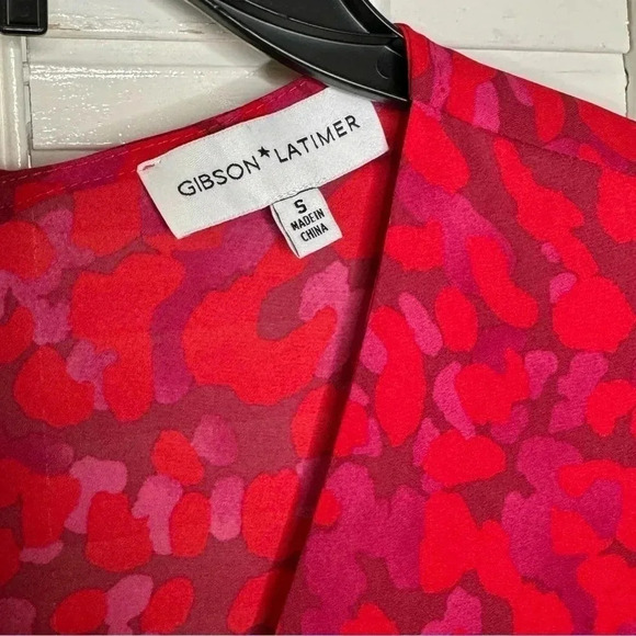 Red leopard print long sleeve top - Picture 5 of 7